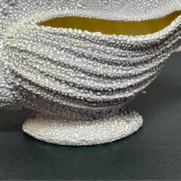 Conch Shell Shaped White Purple Ceramic Decor Cobblestone Pebble Glaze - Picture 16 of 16